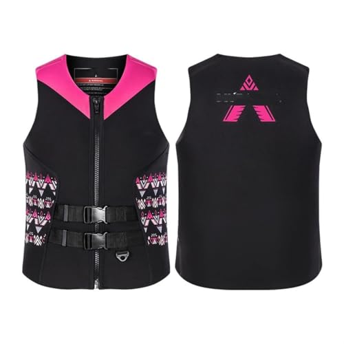 Schwimmweste for Erwachsene PFD, Schwimmweste mit high Auftrieb, verstellbare Neopren-Schwimmhilfe, for Kajakfahren, Bootfahren, Wassersport(Pink,L) von Generic