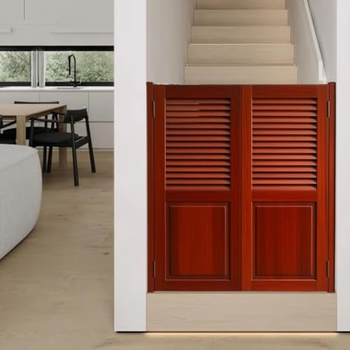 Schwingtür Café-Saloon – Massiv Kiefer, Doppeltür Mit Jalousien-Optik, Selbstschließend, for Eingang, Flur, Büro, Breite 70 × H 90cm(Mahogany,W:132 x H:90cm) von Generic