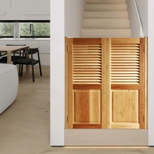 Schwingtür Café-Saloon – Massiv Kiefer, Doppeltür Mit Jalousien-Optik, Selbstschließend, for Eingang, Flur, Büro, Breite 70 × H 90cm(Wood,W:142 x H:90cm) von Generic