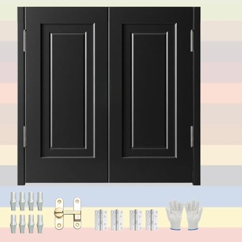 Schwingtüren Saloontür Holz Café-Tür Mit Automatisch, Doppeltür for Küche, Laden-Eingang, Pendeltür W 70-150cm Café-Schwingtüren(Schwarz,W:135 x H:90cm) von Generic