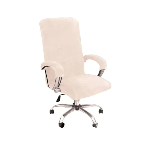 Scratch Soft Velvet Office Chair Cover Rotate Swivel Computer Chair High Back Protector Arm Covers Chair Slipcover Beige L von Generic