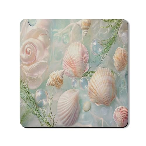 Seashell Waschtrockner Top Protector Mat Pastell Küste Strand Stil Waschküche Staubschutz Sommer Dekorative Gummi Anti-Rutsch Wasserdicht Wasch- und Trocknermatten 61 x 61 cm von Generic