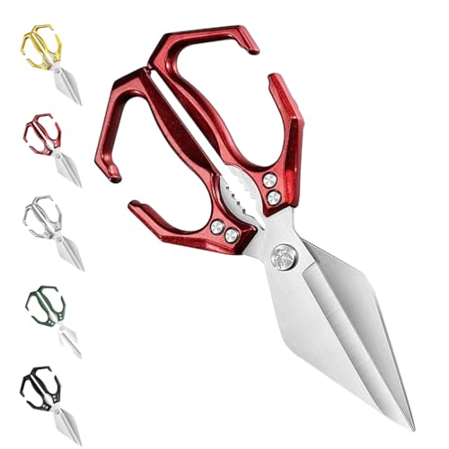 Seattleget Multifunctional Heavy-Duty Kitchen Shears,Seattle Get Scissors,2 In 1 Ergonomic Kitchen Scissors,For Chicken Duck, Fish Bones (RED) von Generic