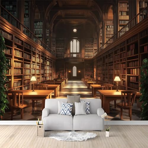 Seidentuch Fototapete Karierter Marmor Bibliothek Bücherregal 3d Motivtapeten 200 x 140 cm (B x H) Moderne Wohnzimmer Schlafzimmer Gelb Dekoration selbstklebend Wandtapete - Anpassbare Größenmuster von Generic
