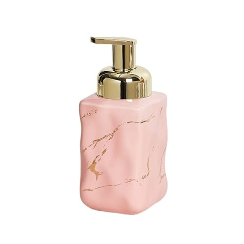 Seifenlotionsspender 12,2 oz Keramik-Seifenspender quadratische nachfüllbare Lotion Handseife und Spülmittelspender für Küchenspüle Badezimmer Dusche Flüssigkeit Flaschenspender (Rosa) von Generic