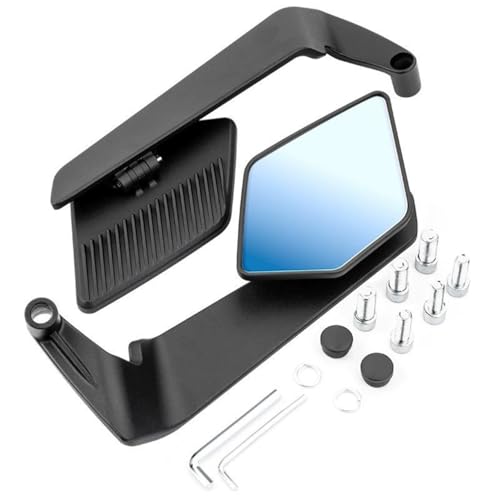 Seitenspiegel Motorrad für BMW Motorrad C 400 GT/C 400 X/C 650 GT,Aluminium Einstellbare Drehbarer Wind Flügel Seite Rückspiegel Rückseitenspiegel Lenkerspiegel Zubehör, Black-Blue Glass von Generic