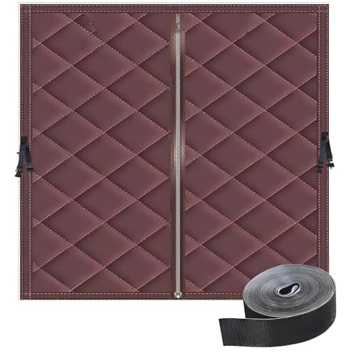 Selbstklebend Isolierter Vorhang-Set Wärmedämmung Winter-Thermo-Fenster-Isolier Um Wind Zu Blockieren, Warm Zu Halten und Schalldicht Reißverschluss, Baumwollvorhänge(Dunkelbraun,60 * 80) von Generic