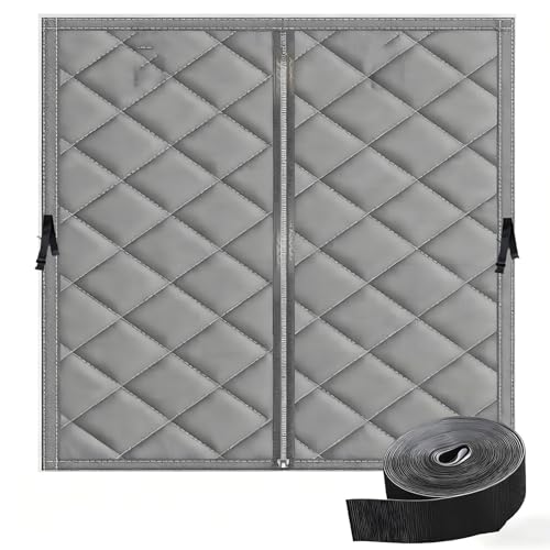 Selbstklebend Isolierter Vorhang-Set Wärmedämmung Winter-Thermo-Fenster-Isolier Um Wind Zu Blockieren, Warm Zu Halten und Schalldicht Reißverschluss, Baumwollvorhänge(Grau,100 * 150) von Generic