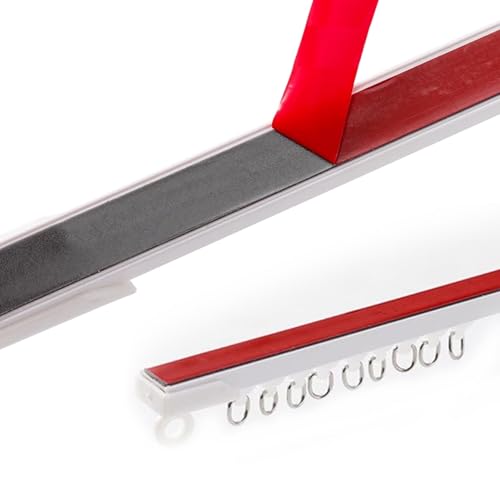 Selbstklebende Gardinenschiene Vorhangschiene müheloses Gleiten L: 80-260 cm für Wohnmobil-Vorhangschiene Duschvorhang Schiene Schrank Ohne Bohren Decken- oder Wandmontage(L-170cm/5.6ft) von Generic