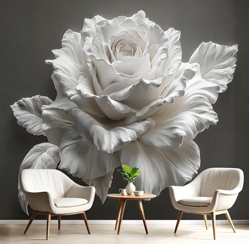 Selbstklebende Tapete 3D Weiße Rose – Abnehmbare Wandtapete Für Wohnzimmer Schlafzimmer, Dauerhaft, Blumenrelief Wanddeko 350×256Cm Seidentapete - Grau Selbstklebende Tapete 3D Weiße Rose – Abnehmbare Wandtapete Für Wohnzimmer Schlafzimmer, Dauerhaft, Blumenrelief Wanddeko 350×256Cm Seidentapete - Grau von Generic