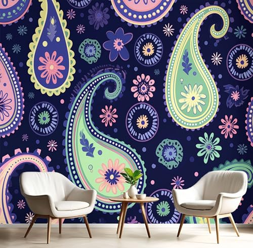 Selbstklebende Tapete Abstrakte Blumen – Abnehmbare Wandtapete Für Wohnzimmer Schlafzimmer, Dauerhaft, Paisley-Elemente Wanddeko 396X280Cm Seidentapete - Dunkelblau Selbstklebende Tapete Abstrakte Blumen – Abnehmbare Wandtapete Für Wohnzimmer Schlafzimmer, Dauerhaft, Paisley-Elemente Wanddeko 396X280Cm Seidentapete - Dunkelblau von Generic