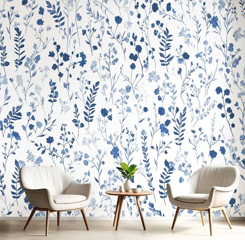 Selbstklebende Tapete Blumen, Reben – Abnehmbare Wandtapete Für Wohnzimmer Schlafzimmer, Dauerhaft, Einfache Pflanzen Wanddeko 450X315Cm Seidentapete - Marineblau Selbstklebende Tapete Blumen, Reben – Abnehmbare Wandtapete Für Wohnzimmer Schlafzimmer, Dauerhaft, Einfache Pflanzen Wanddeko 450X315Cm Seidentapete - Marineblau von Generic