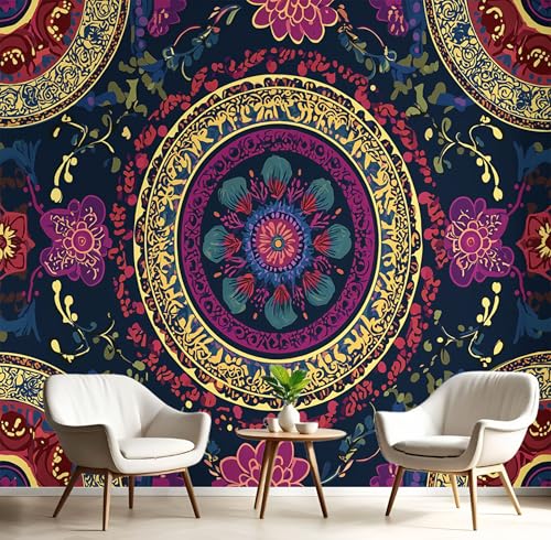Selbstklebende Tapete Geometrisches Retro-Muster – Abnehmbare Wandtapete Für Wohnzimmer Schlafzimmer, Dauerhaft, Elegante Mandala-Kunst Wanddeko 350×256Cm Seidentapete - Gemischte Farben Selbstklebende Tapete Geometrisches Retro-Muster – Abnehmbare Wandtapete Für Wohnzimmer Schlafzimmer, Dauerhaft, Elegante Mandala-Kunst Wanddeko 350×256Cm Seidentapete - Gemischte Farben von Generic