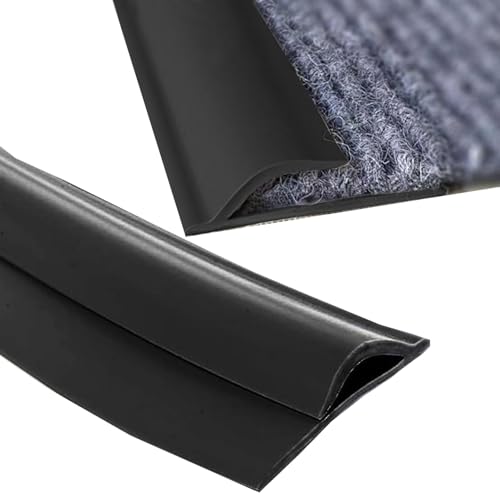 Selbstkleber Teppich -Übergangsstreifen mit Kantenverkleidung, für nahtlose Übergänge vom Teppich zu Fliesen- oder Vinylböden ausgelegt, perfekt für Türen.(Black,9 Feet) von Generic