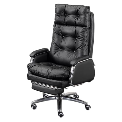 Sessel mit Rollen Mikrofaserleder Bürostuhl Doppelt Verstärkt Verstellbare Rückenlehne und Höhe 360° Drehbar Schreibtischsessel mit Stahlfüßen für Die Arbeit zu Hause, Studium,(Black) von Generic