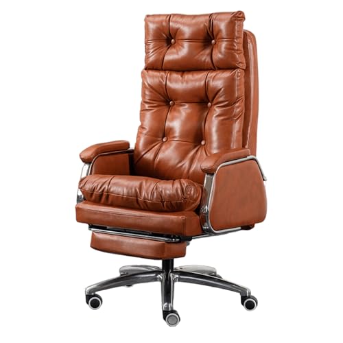 Sessel mit Rollen Mikrofaserleder Bürostuhl Doppelt Verstärkt Verstellbare Rückenlehne und Höhe 360° Drehbar Schreibtischsessel mit Stahlfüßen für Die Arbeit zu Hause, Studium,(Orange) von Generic