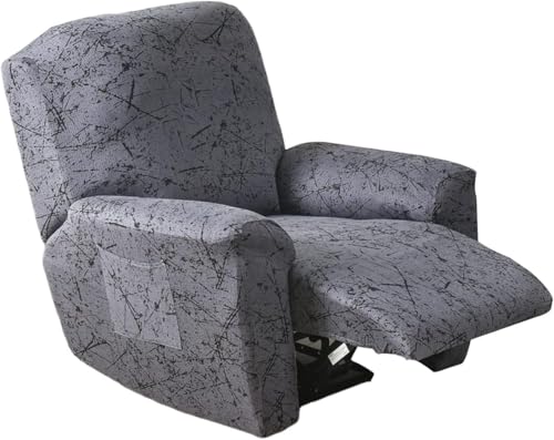 Sesselhusse 4-teilig Für Relaxsessel Stuhlhussen Für Fernsehsessel, Relaxliege, Couch, Sessel Bezug Mit Tasche Waschbarer Möbelschutz Gegen Flecken, Kratzer, Abnutzung(Style 1#) von Generic