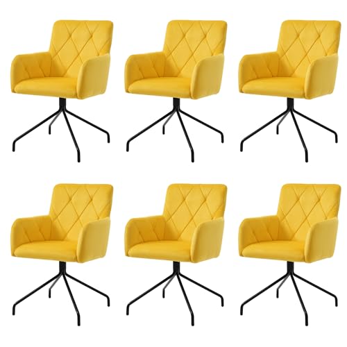 Set Esszimmerstühle mit Rautenmuster Lounge-Stuhl mit 4 Metallbeinen Gepolsterter Sessel für Wohnzimmer Shlafzimmer Arbeitzimmer und Schreibtisch Armlehnstuhl 6-teilig Hellgelb Set Esszimmerstühle mit Rautenmuster Lounge-Stuhl mit 4 Metallbeinen Gepolsterter Sessel für Wohnzimmer Shlafzimmer Arbeitzimmer und Schreibtisch Armlehnstuhl 6-teilig Hellgelb von Generic