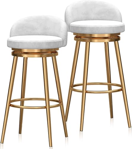 Set Mit 2 Modernen Drehbaren Barhockern Aus Samt Gepolsterter Barstuhl Mit Rückenlehne, Fußstütze Mit Runder Theke Islds Hocker Für Pub Home, Blue, Gold Set Mit 2 Modernen Drehbaren Barhockern Aus Samt Gepolsterter Barstuhl Mit Rückenlehne, Fußstütze Mit Runder Theke Islds Hocker Für Pub Home, Blue, Gold von Generic