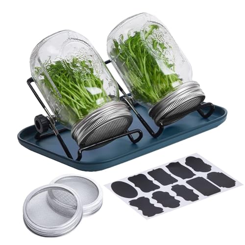 Set aus Glaskeim, -Deckelhalter aus Edelstahl | Weithals-Glas langlebig für den Anbau von Keimglas zur Verwendung zu Hause und von Generic