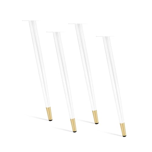 Set mit 4 industriellen Möbelfüßen aus Metall – konische Tischbeine für Couchtische, Bänke, Stühle, Kommoden – verstellbare Beinschützer – Weiß/Gold – Höhe 30 cm Set mit 4 industriellen Möbelfüßen aus Metall – konische Tischbeine für Couchtische, Bänke, Stühle, Kommoden – verstellbare Beinschützer – Weiß/Gold – Höhe 30 cm von Generic