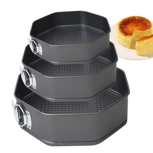 Set mit Scharnierformen – 3-teiliges Antihaft-Backset, achteckige Kuchenformen | Käsekuchenformen, achteckiges Backutensilien-Set für Joghurtkuchen, Formen von Generic