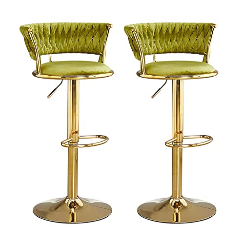 Set of 2 Adjustable Swivel Bar Stools, Velvet Counter Height Barstools with Tufted Back and Footrest, Kitchen Pub Dining Chair, Breakfast Stools von Generic