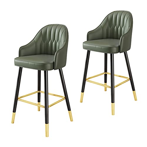 Set of 2 Bar Stools PU Leather Upholstered Counter Chairs with Back and Metal Legs, Bar Chairs for Bar, Kitchen, Dining Room, Living Room and Bistro Pub von Generic