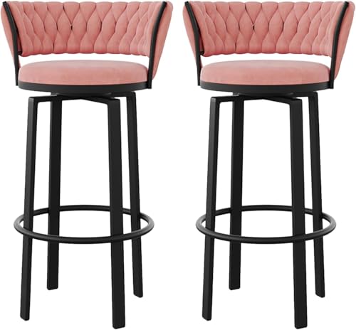 Set of 2 Modern Velvet Bar Stools 360Degree Swivel Counter Height Chairs Upholstered Bar Seating75cm TallStylish & Comfortable for Kitchen or Dining Room von Generic