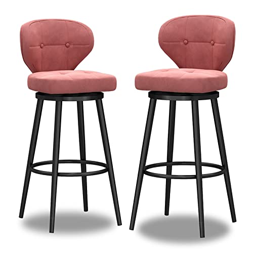 Set of 2 Velvet Upholstered Bar Stools with Backrest Modern Rotating Design Black Metal Base Footrest 75cm Height Stylish Pink Color for Kitchen or Home Bar Set of 2 Velvet Upholstered Bar Stools with Backrest Modern Rotating Design Black Metal Base Footrest 75cm Height Stylish Pink Color for Kitchen or Home Bar von Generic