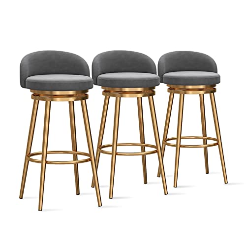 Set of 3 Modern Velvet Bar StoolsStylish Kitchen Counter Chairs with Gold Metal Legs Low Back Design 25.6'' Height Ideal for Breakfast Bars and Dining Spaces Set of 3 Modern Velvet Bar StoolsStylish Kitchen Counter Chairs with Gold Metal Legs Low Back Design 25.6'' Height Ideal for Breakfast Bars and Dining Spaces von Generic