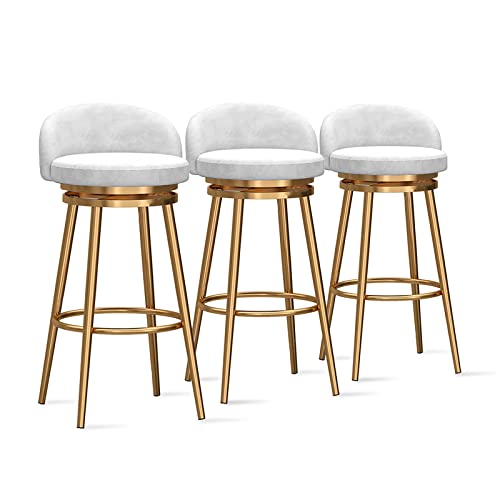 Set of 3 Velvet Bar Stools with Gold LegsModern Counter Height Chairs for Kitchen Island Low Back Design 25.6'' H Dining Bar Chairs Set of 3 Velvet Bar Stools with Gold LegsModern Counter Height Chairs for Kitchen Island Low Back Design 25.6'' H Dining Bar Chairs von Generic