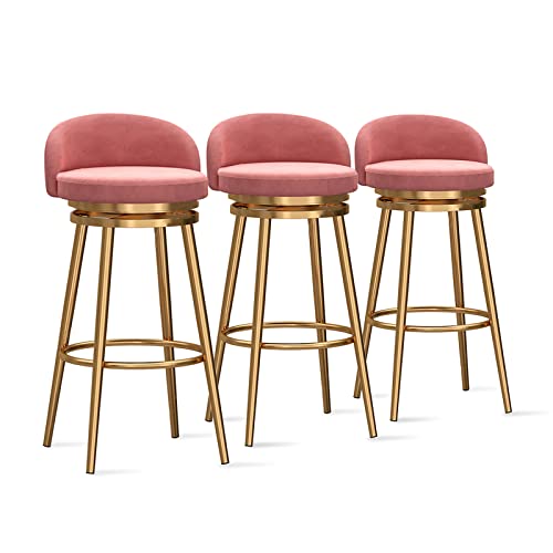 Set of 3 Velvet Bar StoolsModern Counter Chairs with Gold Metal Legs Low Back Design Perfect for Kitchen Island or Dining Room 25.6'' Height Set of 3 Velvet Bar StoolsModern Counter Chairs with Gold Metal Legs Low Back Design Perfect for Kitchen Island or Dining Room 25.6'' Height von Generic