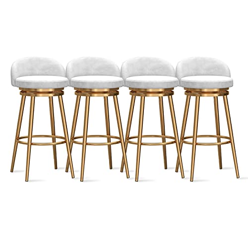 Set of 4 Modern Velvet Bar StoolsStylish Counter Chairs with Gold Metal Legs Low Back Design for Kitchen Island Dining 25.6" Height Perfect for Breakfast Bars von Generic