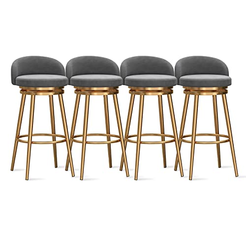 Set of 4 Velvet Bar StoolsModern Counter Chairs with Gold Metal Legs Low Back Design 25.6'' High Perfect for Kitchen Islands and Dining Areas Set of 4 Velvet Bar StoolsModern Counter Chairs with Gold Metal Legs Low Back Design 25.6'' High Perfect for Kitchen Islands and Dining Areas von Generic