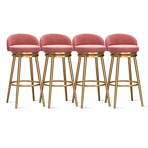 Set of 4 Velvet Bar StoolsModern Counter Chairs with Gold Metal Legs for Kitchen Island Low Back Design 25.6'' Height Stylish Dining Room Seating Set of 4 Velvet Bar StoolsModern Counter Chairs with Gold Metal Legs for Kitchen Island Low Back Design 25.6'' Height Stylish Dining Room Seating von Generic