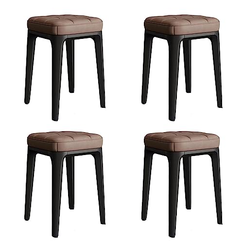 Set von 4 Stapelbare Hocker mit PU Leder Sitze Platz Nesting Vierbeinigen Hocker Set mit Gepolsterte Sitze Kunststoff Tragbare Frühstück Esszimmer Stühle Braun Farbe Home Hocker für Set von 4 Stapelbare Hocker mit PU Leder Sitze Platz Nesting Vierbeinigen Hocker Set mit Gepolsterte Sitze Kunststoff Tragbare Frühstück Esszimmer Stühle Braun Farbe Home Hocker für von Generic