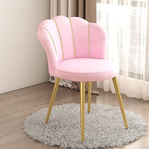 Shell geformt Gold Metall Beine Eitelkeit Stuhl mit gepolsterten Stoff Sitz für Wohnzimmer Schlafzimmer Home Office Küche rosa von Generic