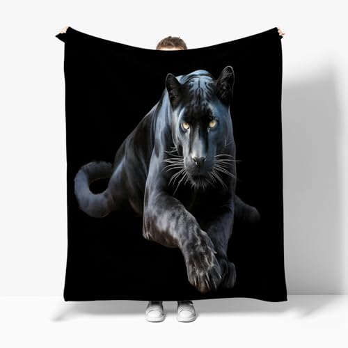 Sherpa Decke 180 x 200 cm für Bett, Warme Flanell Decke Leopard mit Tiermuster Leichte Decke, Weiche Schwarz Kuscheldecke für Sofa Bett Camping und Reisen von Generic