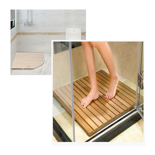 Sichere Griffpolster, Wasserabweisende Beschichtung Kompakte Holz-Duschmatte Für Kleine Badezimmer Holz-Duschmatte Mit Lattenrost Für Badezimmer, Badewanne, Spa, Sauna(20x39in(50.8x99cm)) von Generic