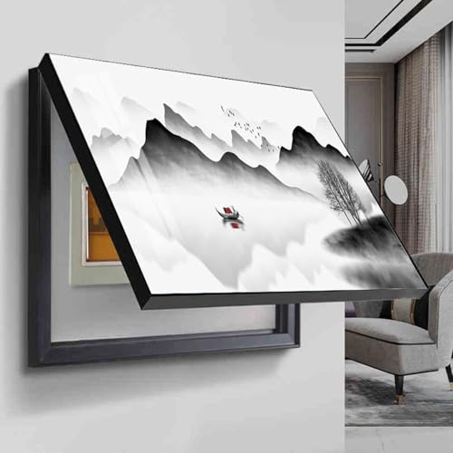 Sicherungskasten Abdeckung Schrank Dekorativer Stromkasten Schalter Stromzähler Abdeckung Verstecken Gemälde Wandkunst mit Rahmen Zuhause Wohnzimmer Dekor Poster,D,60x70cm von Generic