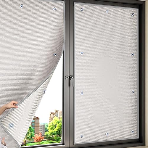 Sichtschutzfolie Fenster, UV-Schutz Sonnenschutzfolie, Aluminiumfolie Isolierfolie, Mit Saugnapf, Fenster Innen Oder Außen, Doppelte Aluminiumblasen-isolier Fensterfolien(Gray,140x150cm) von Generic
