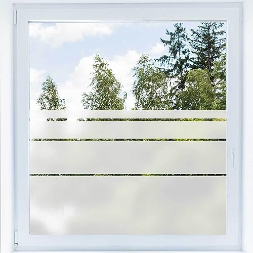 Sichtschutzfolie gestreift Sichtschutzdekor Glas Fenster - selbstklebend Fensterfolie Streifenmotiv Milchglasfolie - Bad Küche Wohnzimmer - Muster S041 Streifen, Längenbereich: 1050x600mm von Generic