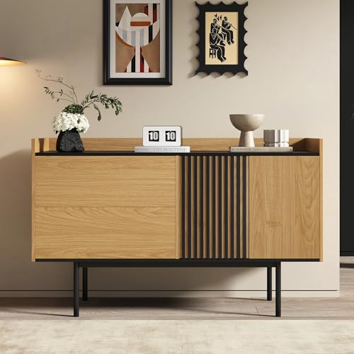 Sideboard 130 cm Breit Kommode mit 2 Schubladen 1 Türen verstellbarem Regal Buffetschrank für Esszimmer Wohnzimmer Schlafzimmer Küche Anrichte Eckschrank Braun von Generic
