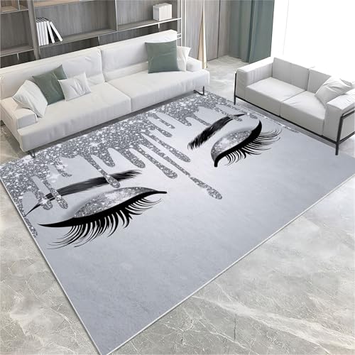 Silber Teppiche 80 x 150 cm Augen mit Langen Wimpern Teppich Wohnzimmer Schlafzimmer Kurzflor Weich Anti Rutsch Teppiche für Esszimmer Badezimmer Küche Flur Läufer Silber Teppiche 80 x 150 cm Augen mit Langen Wimpern Teppich Wohnzimmer Schlafzimmer Kurzflor Weich Anti Rutsch Teppiche für Esszimmer Badezimmer Küche Flur Läufer von Generic