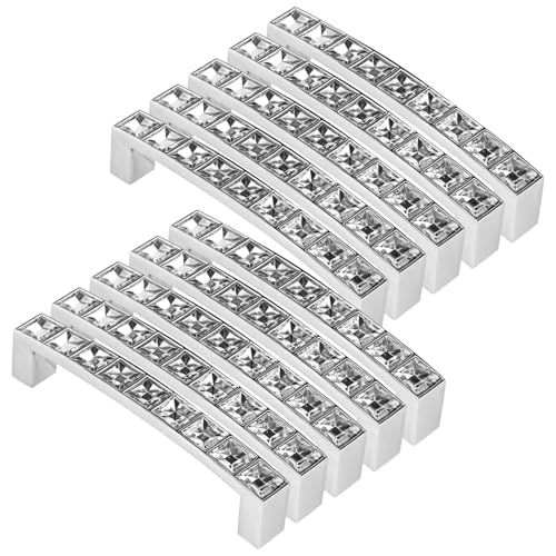 Silberfarbene Kristallknäufe, 10 Stück, Strass, Schrank-/Schubladengriffe, Acryl-Zink-Legierung, moderner Stil für Kommoden, Schränke von Generic