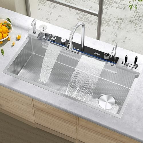 Silbernes Küchenspülbecken Mit Messerhalter Hochdruck-Spritzpistole Multifunktionales Gemüsewaschbecken Mit Großer Kapazität von Generic