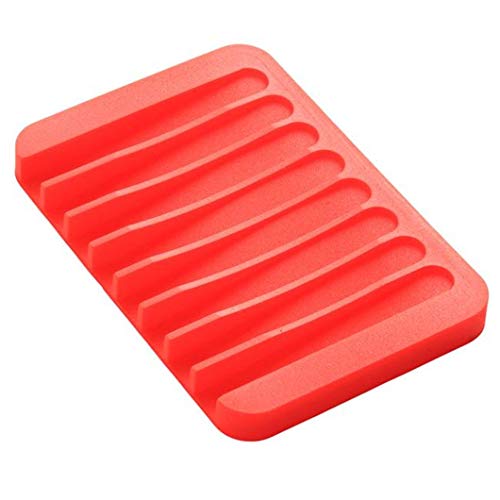 Silikon Bad Flexible Seifenschale Seifenhalter Lagerung Seifenkiste Platte Tray Drain, rot Praktisch und beliebt Praktisch und geschickt von Generic