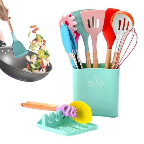 Silikon-Kochgeschirr-Set – Antihaft-Küchenspatel, Küchenutensilien-Set | 12 x Küchenwerkzeug mit Holzgriff inklusive Pfannenwender Silikon-Kochgeschirr-Set – Antihaft-Küchenspatel, Küchenutensilien-Set | 12 x Küchenwerkzeug mit Holzgriff inklusive Pfannenwender von Generic