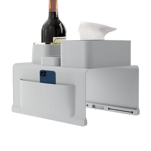 Silikonarmlehre Tablett - Sofa -Tassenhalter, Silikon -Getränkehalter für Sofa -Armlehne mit Seitentaschen | Nicht schlupfhafte Couch Armlehnen-Accessoires Organizer Tablett für Telefon/Remote/Snacks/ von Generic